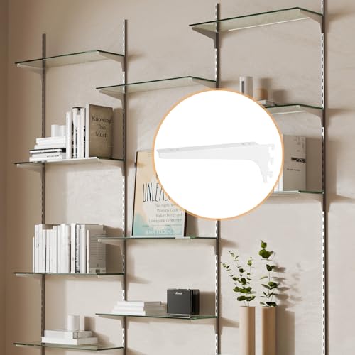 7.6 Inch White Single Track System Shelf Bracket - 2 Pcs