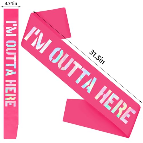 I'm Outta Here Sash - Hot Pink Iridescent Foil for Farewell Events