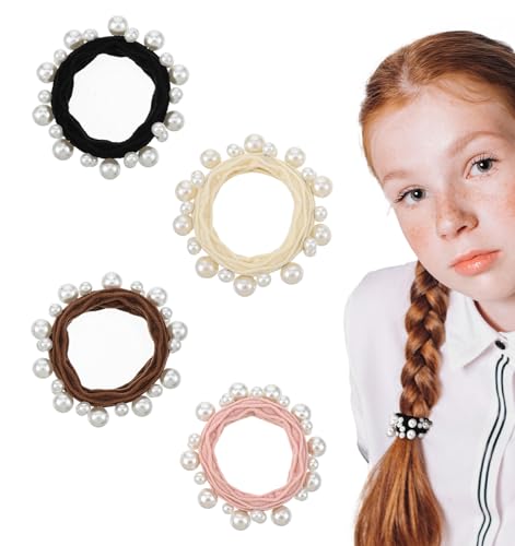 Thrymme Pearl Hair Ties Set, 4 Pcs Elastic Ponytail Holders