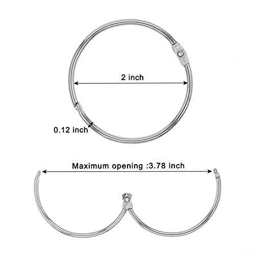 Coideal 2-Inch Metal Shower Curtain Rings - 20 Pack Heavy Duty Silver Loops