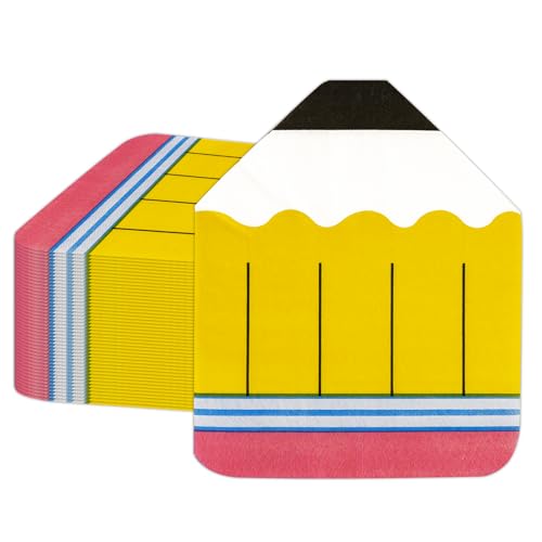 50 Pcs Pencil Shaped Napkins - Back to School Party Decor & Supplies