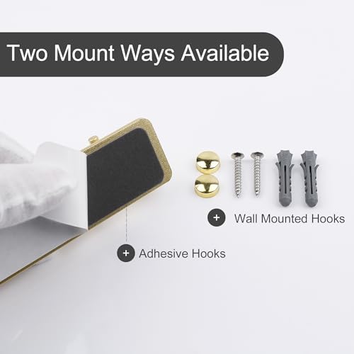 Gold Wall Hooks - 3 Brushed Gold Adhesive Key Hook Rack