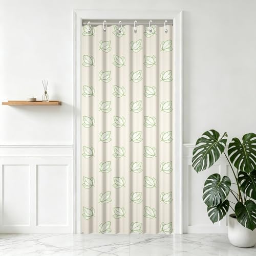 Yeele Minimalist Green Leaf Shower Curtain - Waterproof 36x72 Inch