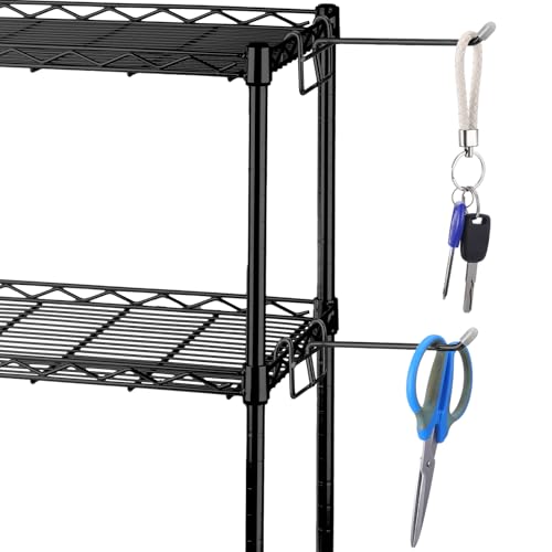MorningRo Heavy Duty Metal Wire Shelf Hooks - 4 Pack, Black