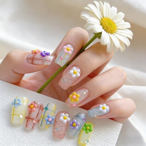 300Pcs Colorful Flower Nail Charms 3D Resin Floral Rhinestones for DIY Nail Art