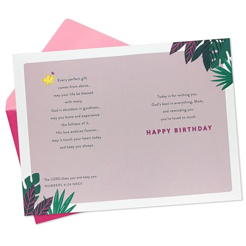 Religious Birthday Card for Mom - A Special Prayer with Tropical Leaves