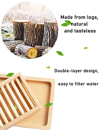 SHENYI Bamboo Wood Soap Dish Holder - Double Layer Design for Drying