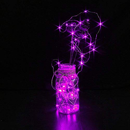 HDSHIMAO 3 Pack Battery Operated Fairy Lights 6.6ft 20 LED Silver Wire Purple