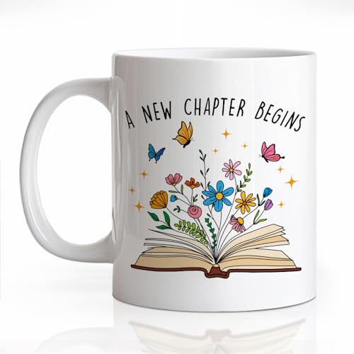Funny 11oz Ceramic Coffee Mug - A New Chapter Begins Multicolor Gift for Women