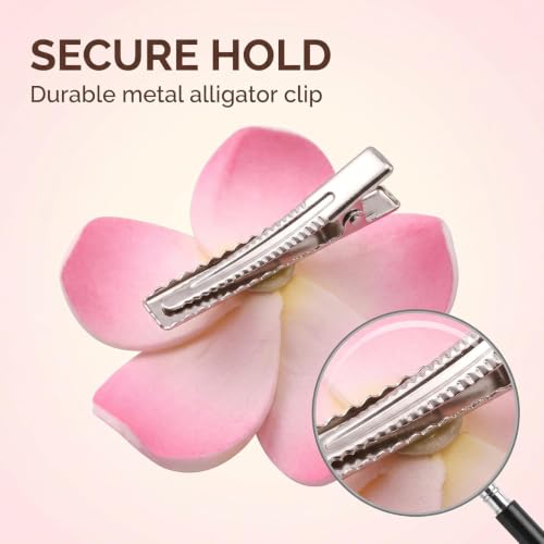 Plumeria Flower Hair Clips 2Pcs Tropical Hawaiian Frangipani Barrettes