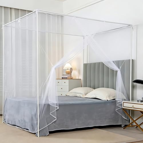 White Mosquito Net for Bed - Single to Queen Size Canopy, 35"W x 75"L, One Side Opening