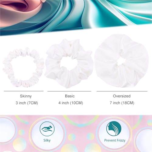 Gebelle 12 Pcs Satin Silk Hair Scrunchies Off White Ponytail Holder
