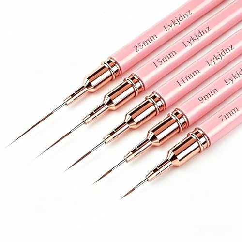 Lykjdnz 5-Piece Nail Art Liner Brush Set - Multi-Size UV Gel Detail Brushes