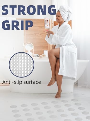 Secopad 12PCS Round Non-Slip Bathtub Stickers, Clear Anti-Slip Shower Treads