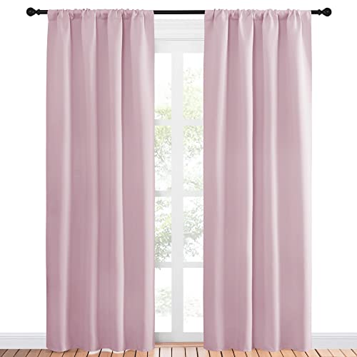NICETOWN Baby Pink Blackout Curtains 42x84 Inch - 2 Panels Insulated Room Darkening
