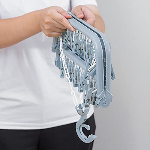 Folding Laundry Hanger with 32 Clips - Scandinavian Blue Drying Rack