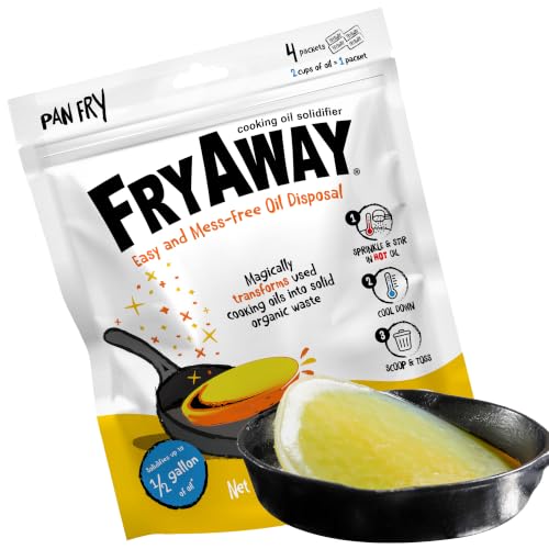 FryAway® Pan Fry Oil Solidifier Pack - 1 Packet per Pan, 4 Packets Total, Solidifies 8 Cups, Kitchen Grease Disposal, Shark Tank