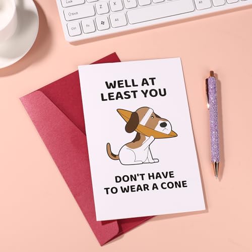 Funny Get Well Card with Envelope - 8x5.3in Cute Dog Design