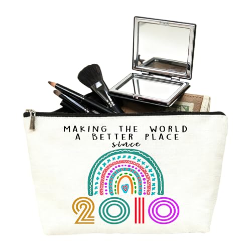 SIUNY Sweet 16 Birthday Makeup Bag for Girls - 2010 Waterproof Cosmetic Pouch