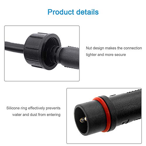 Waterproof 2 Pin LED Connector Set for Strip Lights - IP65 20cm Cables