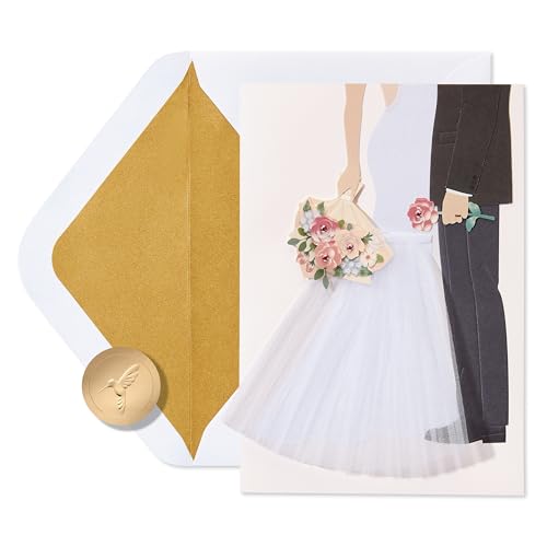 Elegant Handmade Papyrus Wedding Card - Love & Happiness