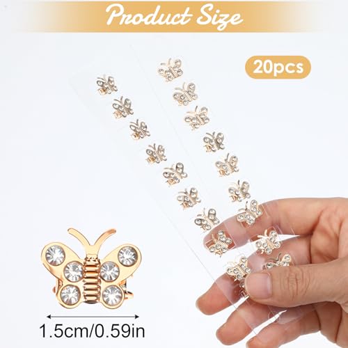 Ymapinc Gold Butterfly Hair Clips, 20 Pcs Crystal Rhinestone Hair Pins