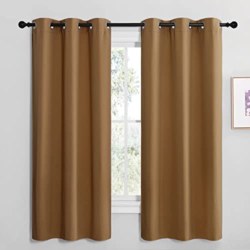 NICETOWN Blackout Curtains 42x68 Inch Gold Brown - 2 Panels
