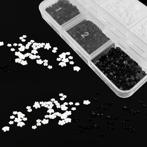 3D Acrylic Flower Nail Charms with Rhinestones - 600+ Pcs Mixed Colors