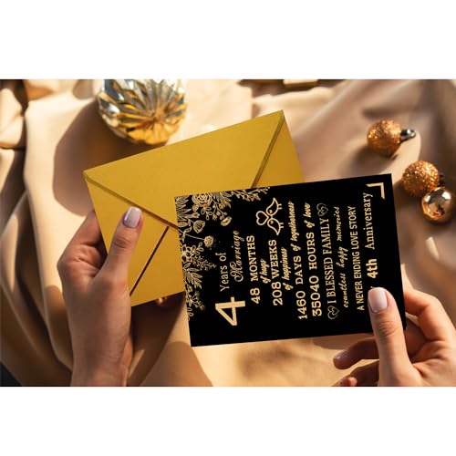 Sutjxc 4th Wedding Anniversary Card for Husband Wife, 5x7 Inches
