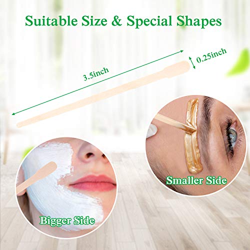 JANYUN 200 Pcs Wooden Eyebrow Waxing Sticks 3.5 Inch Birch Applicators