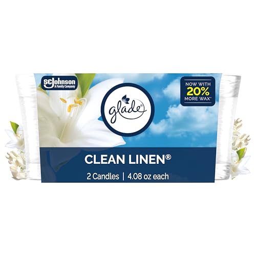 Glade Clean Linen Scented Candle Jar, 4.08 Oz - 2 Count