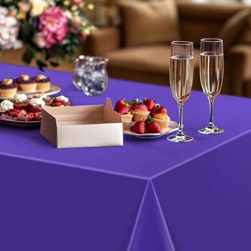4 Pack Pink & Purple Rectangle Tablecloths - 54x72" Waterproof Plastic Covers for Parties & Events