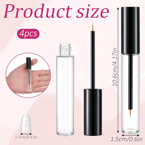 Styquenzer 4 Pcs Empty Mascara Tubes with Wands Clear Refillable 10ml Containers