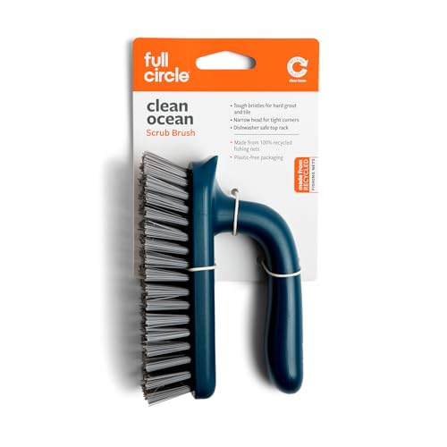Full Circle Clean Ocean Teal Grout & Tile Scrub Brush - Eco-Friendly Bathroom Cleaner