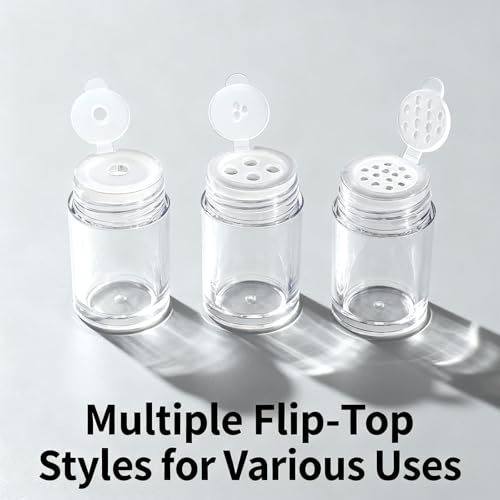 4PCS Clear Plastic Storage Jars with Flip Top Sifter Lids, 10ml