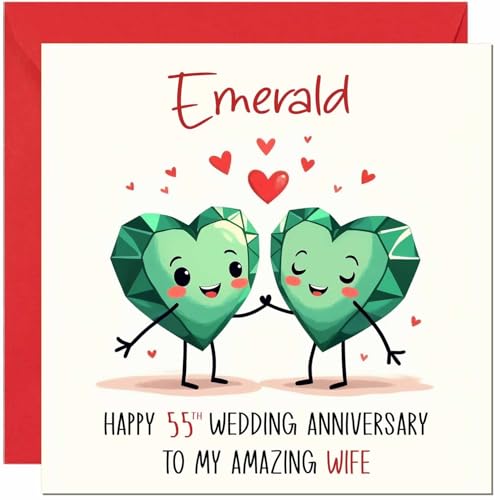 Emerald Anniversary Card for Wife - 55th Wedding Anniversary Card