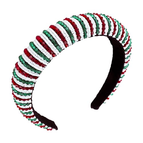 Ondder Christmas Beaded Padded Headband Red and Green Hair Accessories