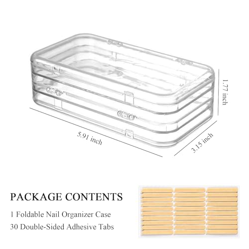 Foldable Acrylic Press On Nail Organizer Case with Adhesive Tabs