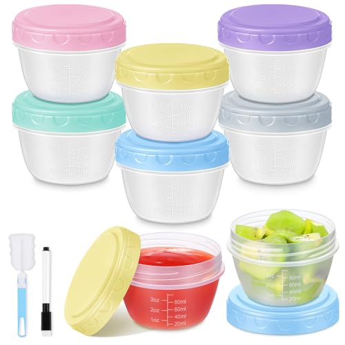 4oz Reusable Plastic Food Containers with Lids - 6 Pack