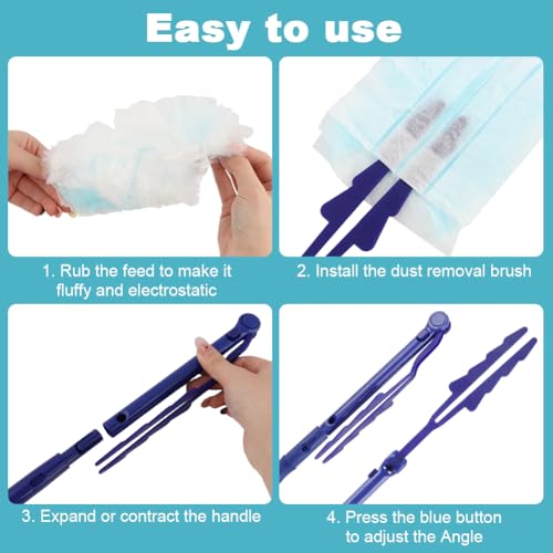 30 Count Blue Duster Refills Kit for Swiffer Duster - Includes 2 Handles & 2 Mini Brushes
