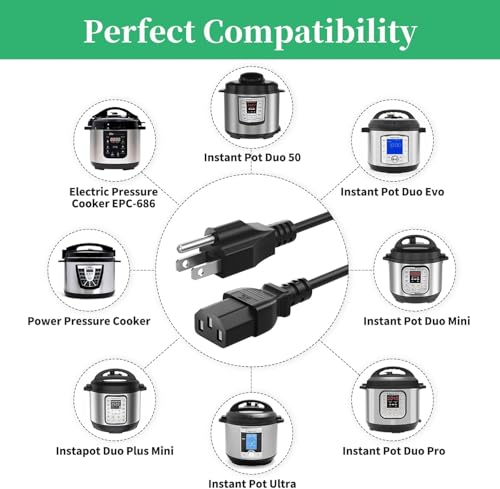 5ft 3-Prong Power Cord Replacement for Instant Pot and Smokeless Grills