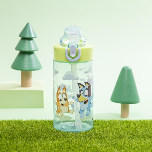 Zak Designs Bluey Sage Kids Water Bottle 16oz Leak-Proof Straw with Handle