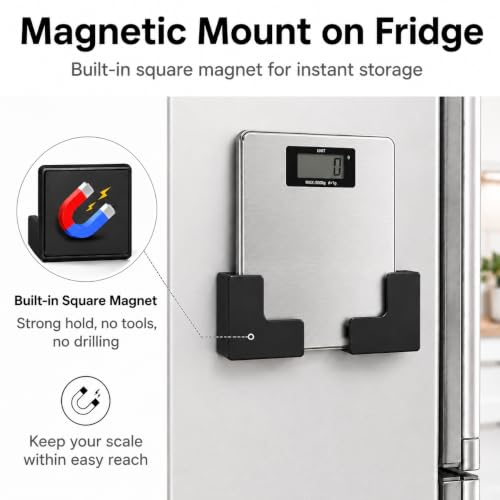 TUNIKO Magnetic Kitchen Scale Holder - Wall-Mount Storage Organizer