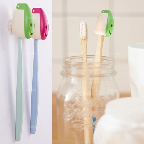 AUEAR Portable Toothbrush Head Cover with Suction Cup - 12 Pack, 4 Colors