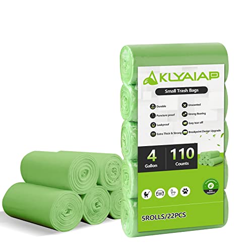 Biodegradable Small Trash Bags - 4 Gallon, Unscented, Extra Thick