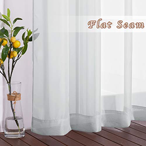 NICETOWN Long Sheer Curtain Panels - Light Gray Voile Drapes (54" x 96", Pack of 2)