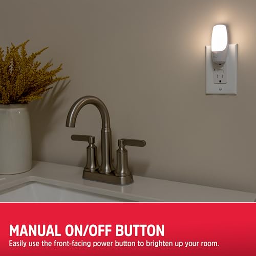 Energizer Manual LED Night Light, Plug-in Push Button, 4 Pack (White)