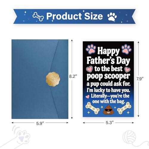 Funny Father's Day Card for Dog Dads - 5.3x8 with Envelope