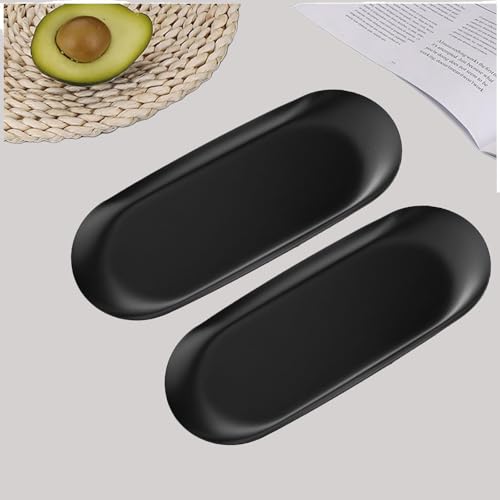 2-Pack Black Decorative Tray for Jewelry & Perfume - 9 x 3.7 in (2BLACK-Tray-XL)