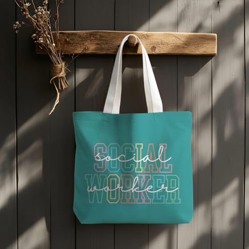 Social Worker Canvas Tote Bag - Reusable Grocery & Everyday Carry Green